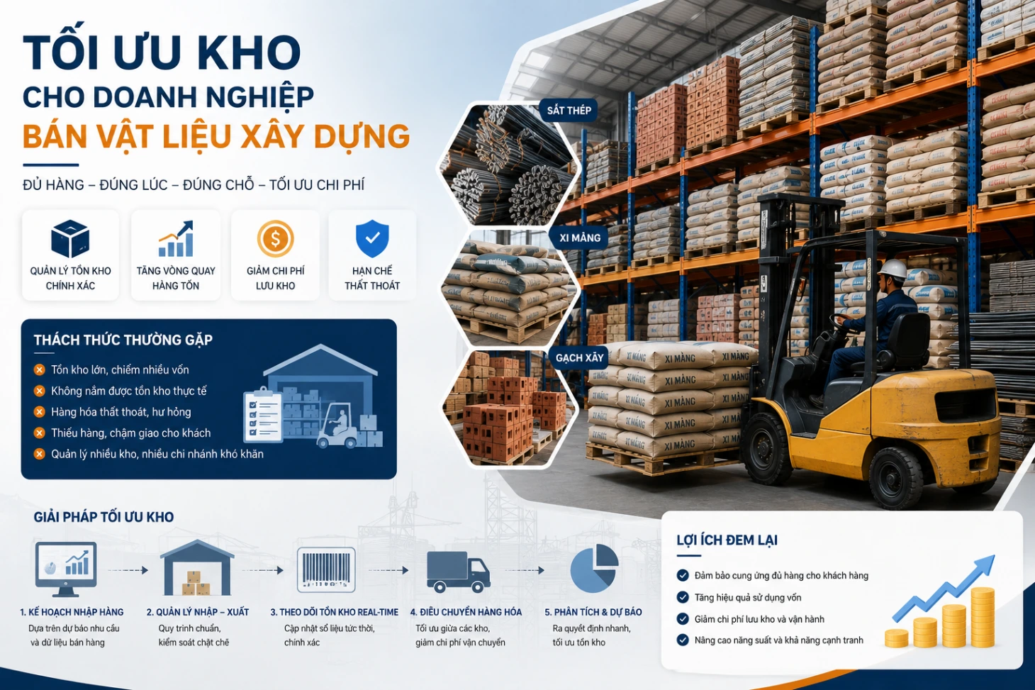 Tối ưu kho cho doanh nghiệp bán vật liệu xây dựng